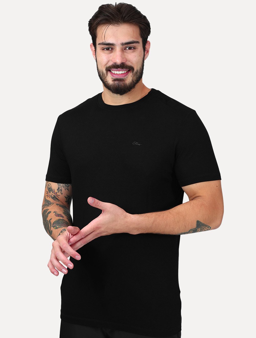 Camiseta Ellus Masculina Viscose Classic Signature Preta