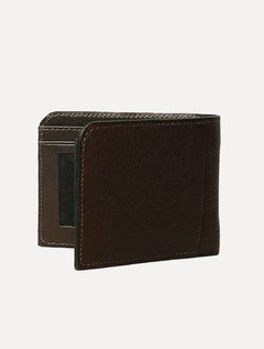 Carteira Calvin Klein Jeans Masculina Couro Queima Center Logo CK Marrom Café