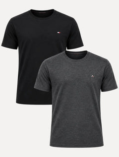 Kit Camisetas Tommy Hilfiger/Aramis | Preta/Grafite Mescla