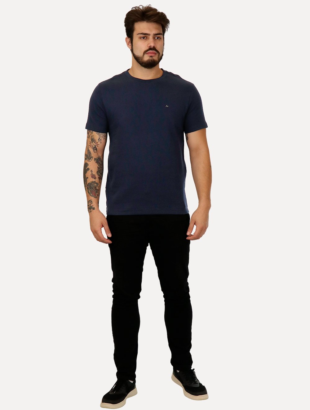 Camiseta Aramis Masculina Regular Suedine Canelado Azul Marinho