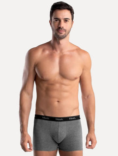 Cueca Mash Boxer Cotton Basic Dark Logo Cinza Mescla Escuro