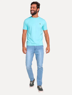 Camiseta Aleatory Masculina Dark Grey Icon Azul Celeste