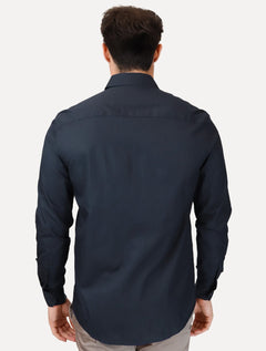 Camisa Calvin Klein Jeans Masculina Regular Plain Light CK Logo Azul Marinho