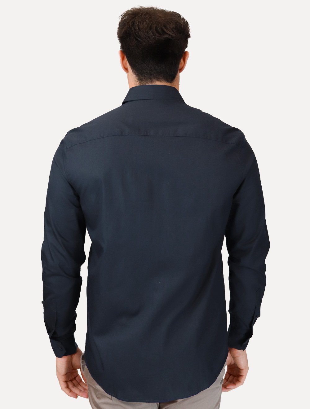 Camisa Calvin Klein Jeans Masculina Regular Plain Light CK Logo Azul Marinho