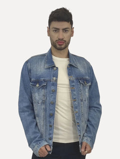 Jaqueta Nautica Masculina Jeans Destroyed Azul Médio