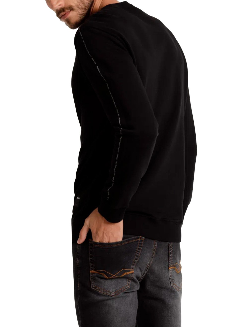 Moletom Replay Masculino Crewneck In Line Preto