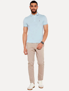 Polo Tommy Hilfiger Masculina Malha Liquid Cotton Seasonal Azul Claro