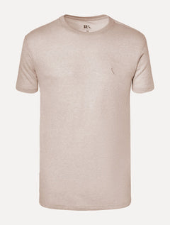Camiseta Reserva Masculina Slim Malha Pêssego Cáqui Mescla