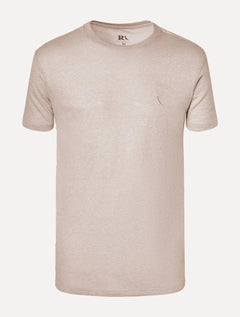 Camiseta Reserva Masculina Slim Malha Pêssego Cáqui Mescla