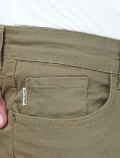 Bermuda King & Joe Masculina Slim Sarja 2X1 Five Pockets Cáqui