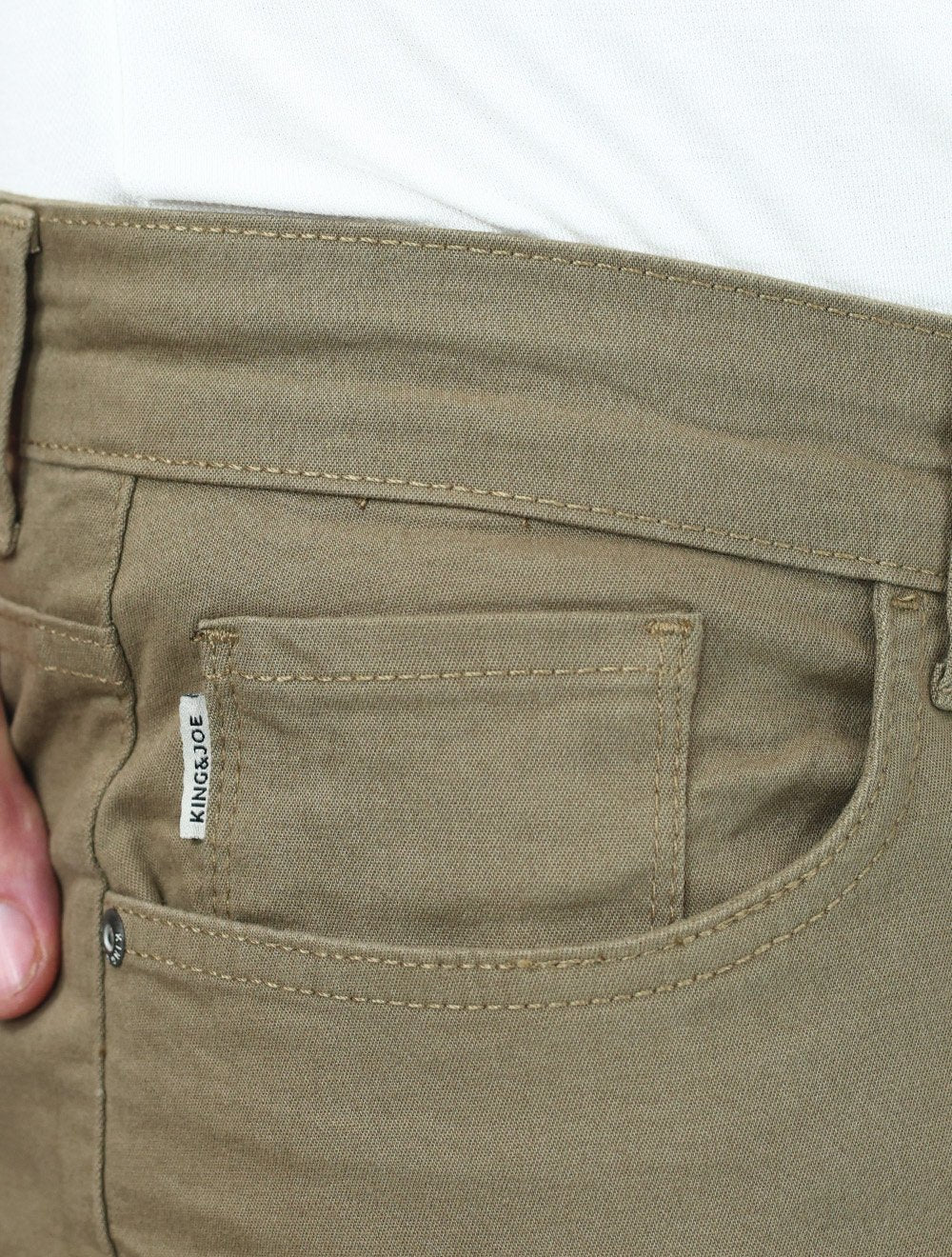 Bermuda King & Joe Masculina Slim Sarja 2X1 Five Pockets Cáqui
