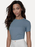 Camiseta Guess Feminina Chest Rubber Logo Azul Médio