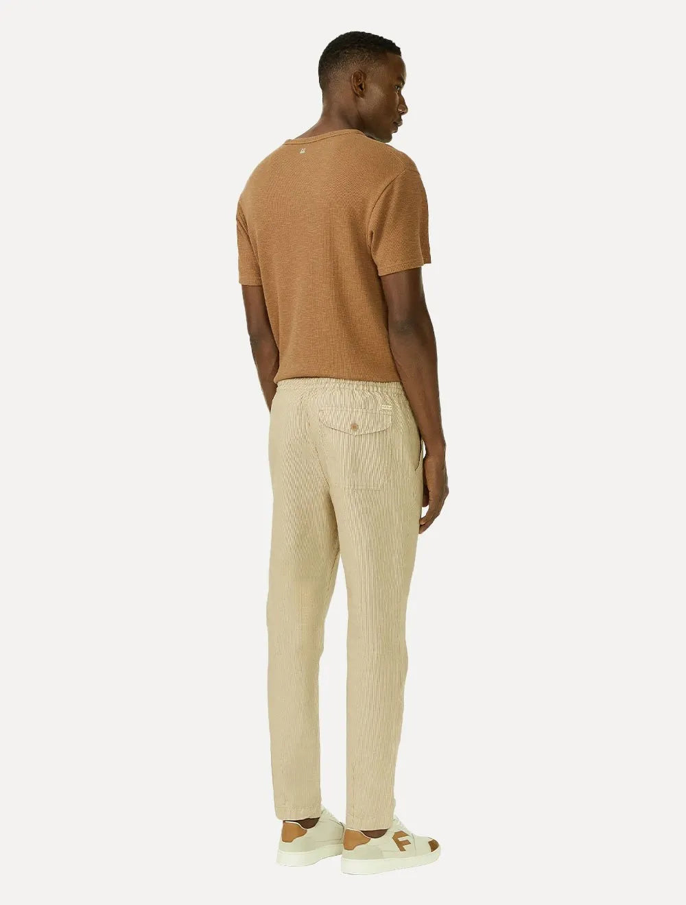 Calça Foxton Masculina Linho Nice Listrada Cáqui