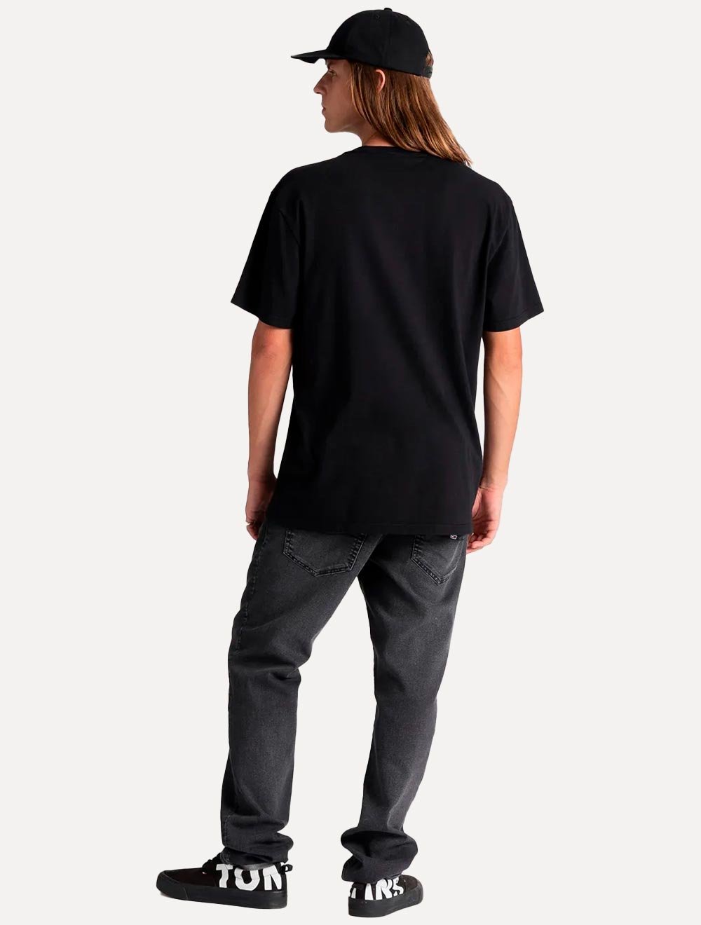 Camiseta Tommy Jeans Masculina Regular Jersey C-Neck Flag Preta