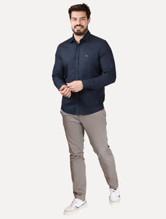 Camisa Calvin Klein Jeans Masculina Regular Plain Light CK Logo Azul Marinho