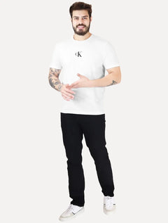 Camiseta Calvin Klein Jeans Masculina Frontal CK Rubber Relevo Branca