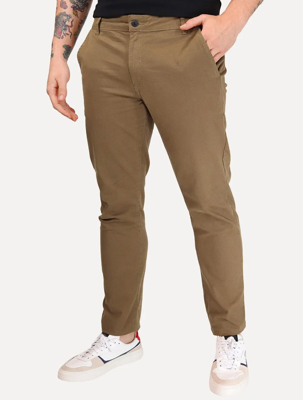 Calça Aramis Masculina Chino Slim Maquinetada Marrom