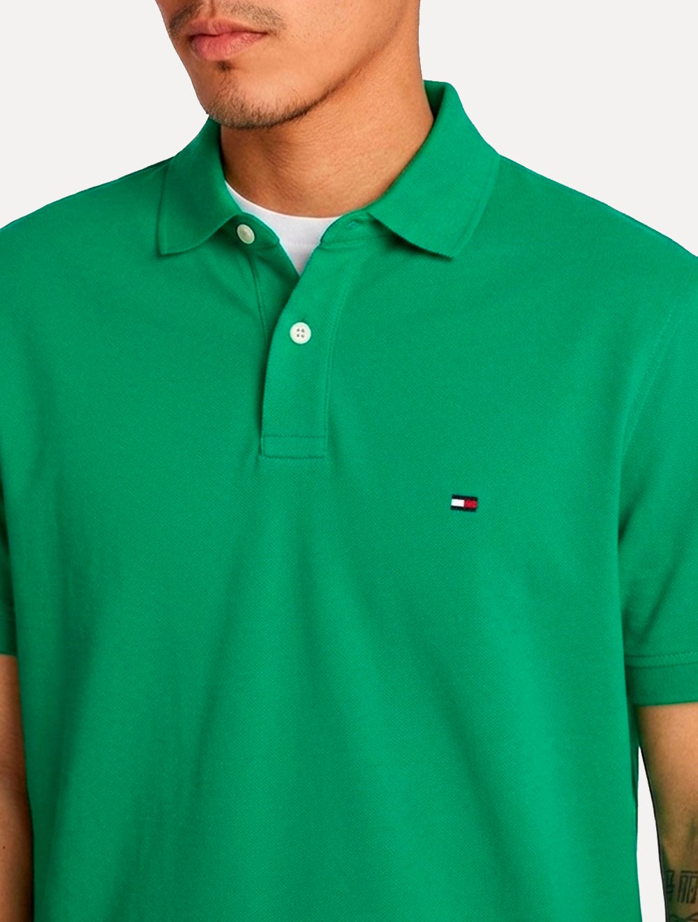 Polo Tommy Hilfiger Masculina Regular Piquet 1985 Verde