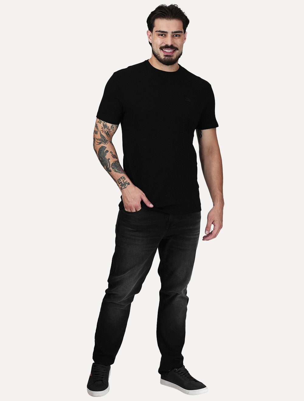 Camiseta Ellus Masculina Viscose Piquet Classic Signature Preta