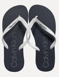 Chinelo Calvin Klein Swimwear Silk Waves Logo Azul Marinho