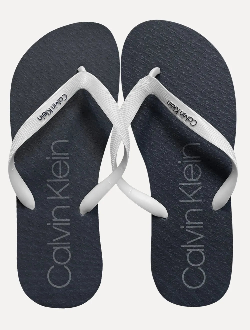Chinelo Calvin Klein Swimwear Silk Waves Logo Azul Marinho