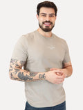 Camiseta Calvin Klein Jeans Masculina Frontal Logo Rubber Relevo Cáqui Claro