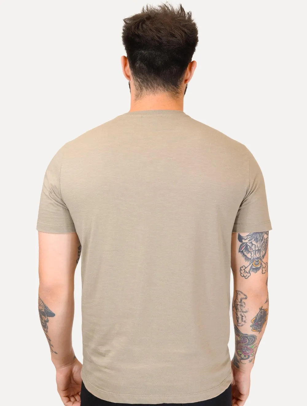 Camiseta Calvin Klein Masculina Flame New Logo Cáqui Médio