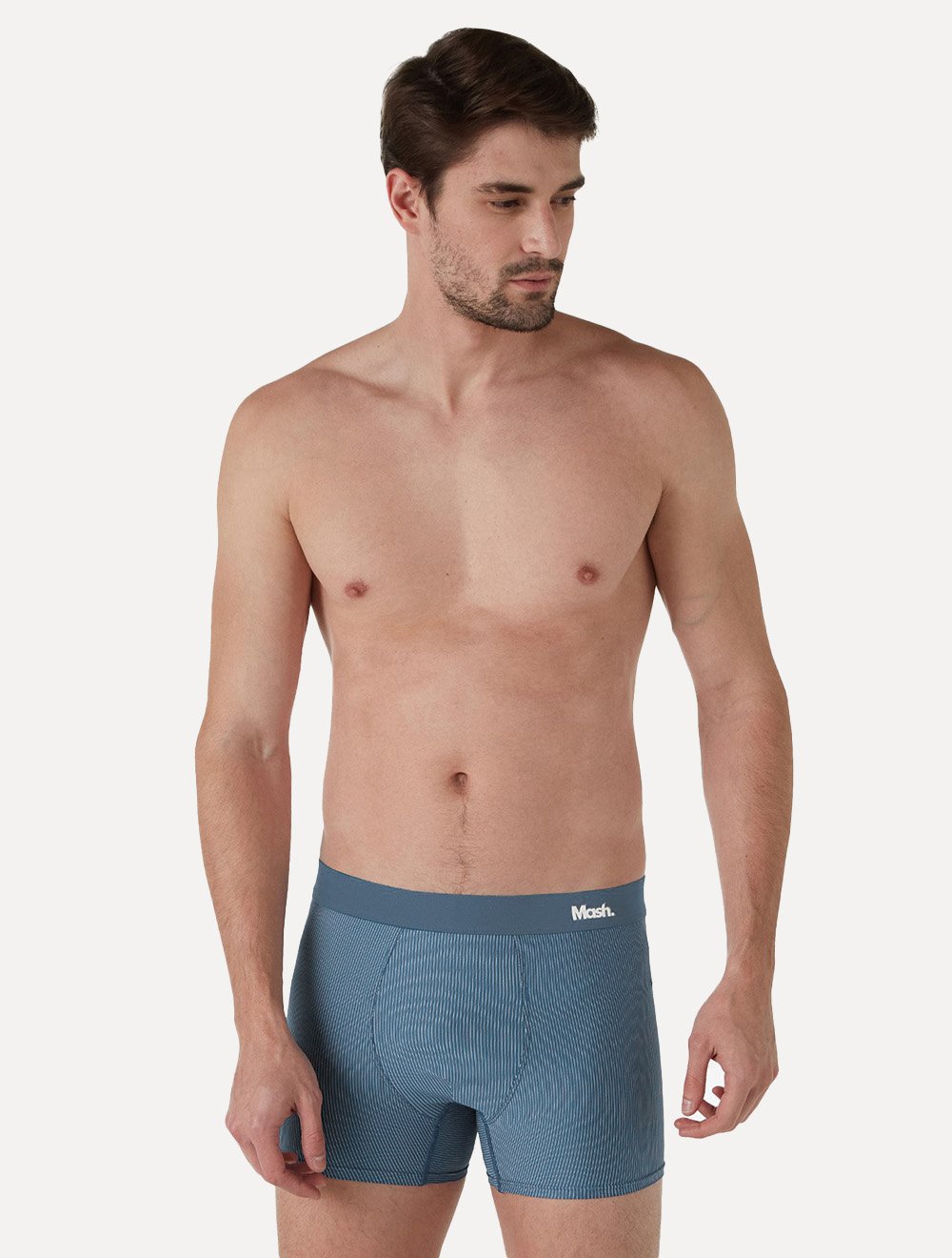 Cueca Mash Boxer Microfibra Risca de Giz Azul
