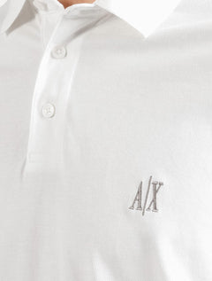 Polo Armani Exchange Masculina Regular Fit Logo Icon AX Off White