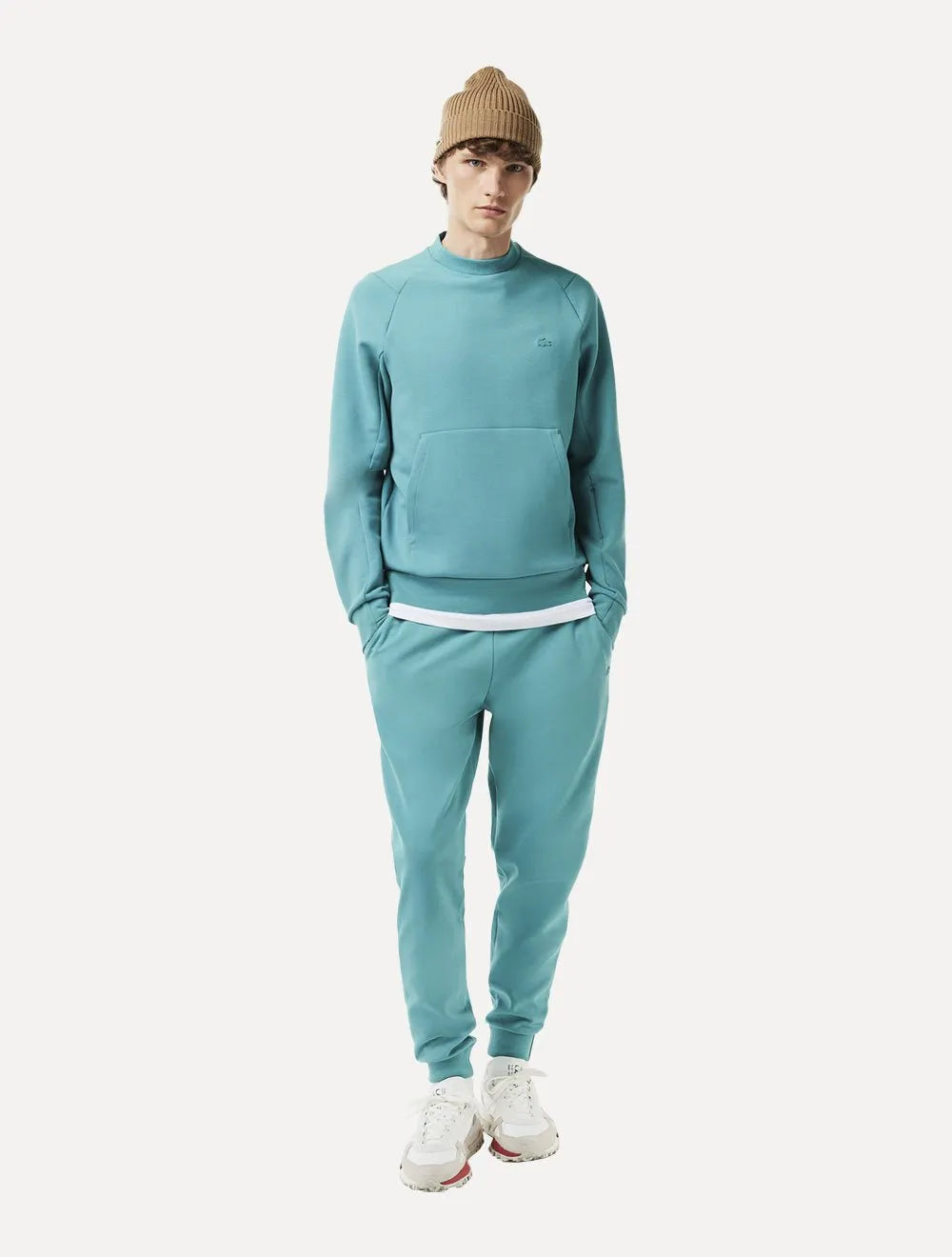 Moletom Lacoste Masculino C-Neck Kangaroo Pocket Cotton Blend Azul Médio