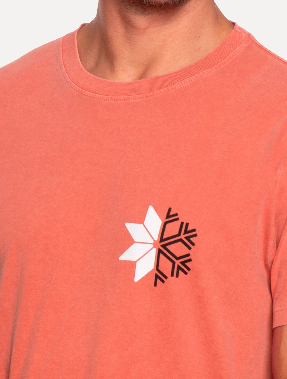 Camiseta Osklen Masculina Slim Rough Snow Icon Laranja