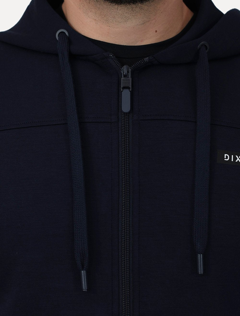 Conjunto Dixen Agasalho Moletom Jaqueta com Zíper Capuz Azul Marinho