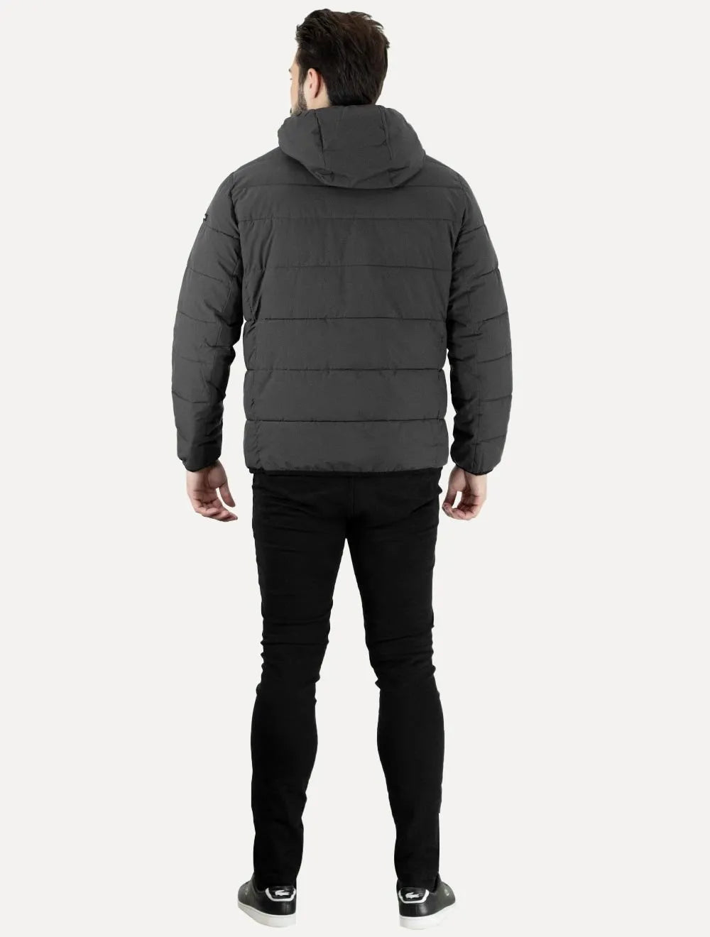 Jaqueta Calvin Klein Masculina Hoodie Matelassê Ziper Chumbo