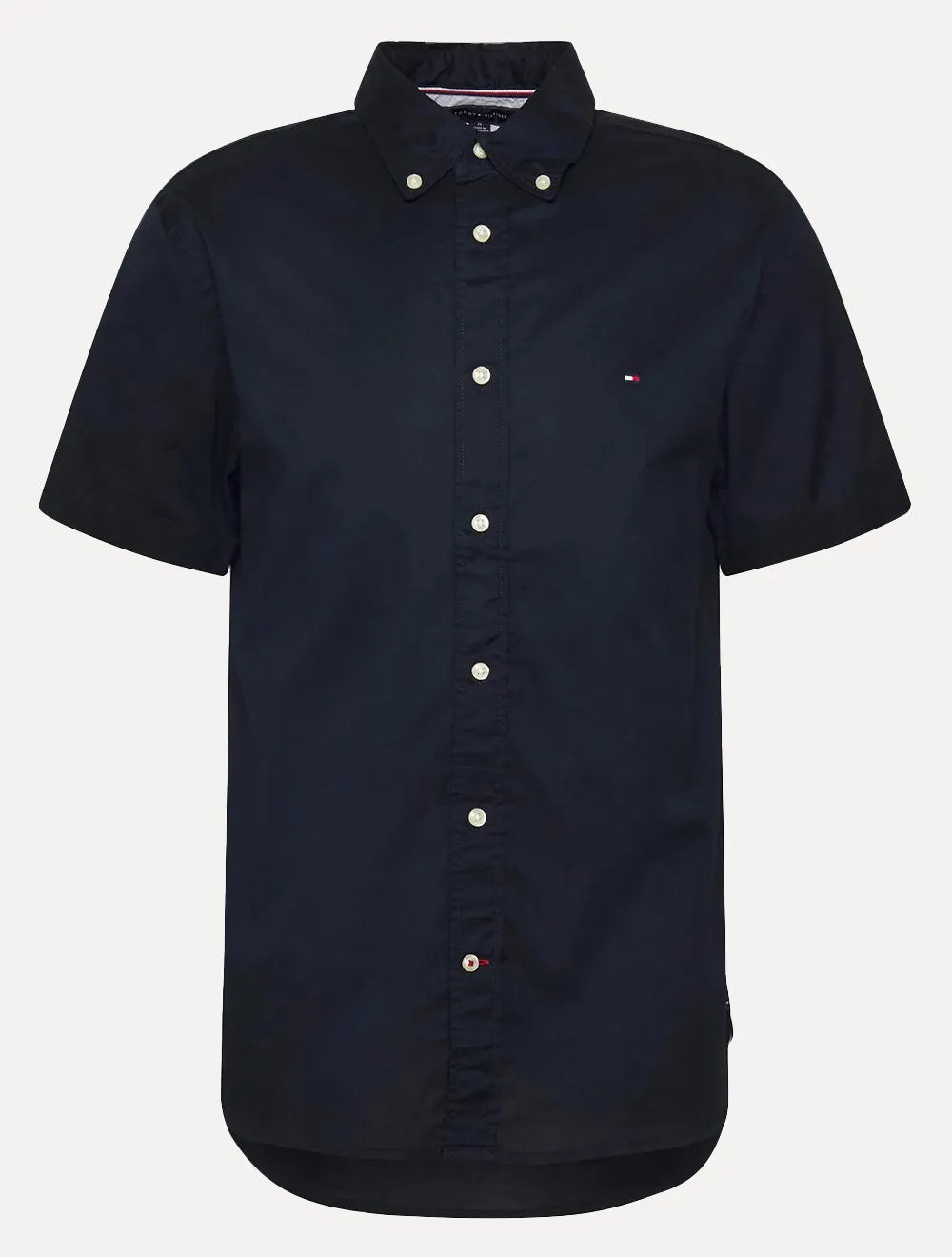 Camisa Tommy Hilfiger Masculina Manga Curta Classic Collar Azul Marinho