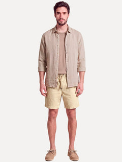 Bermuda Reserva Masculina Casual Cadarço Linho Areia