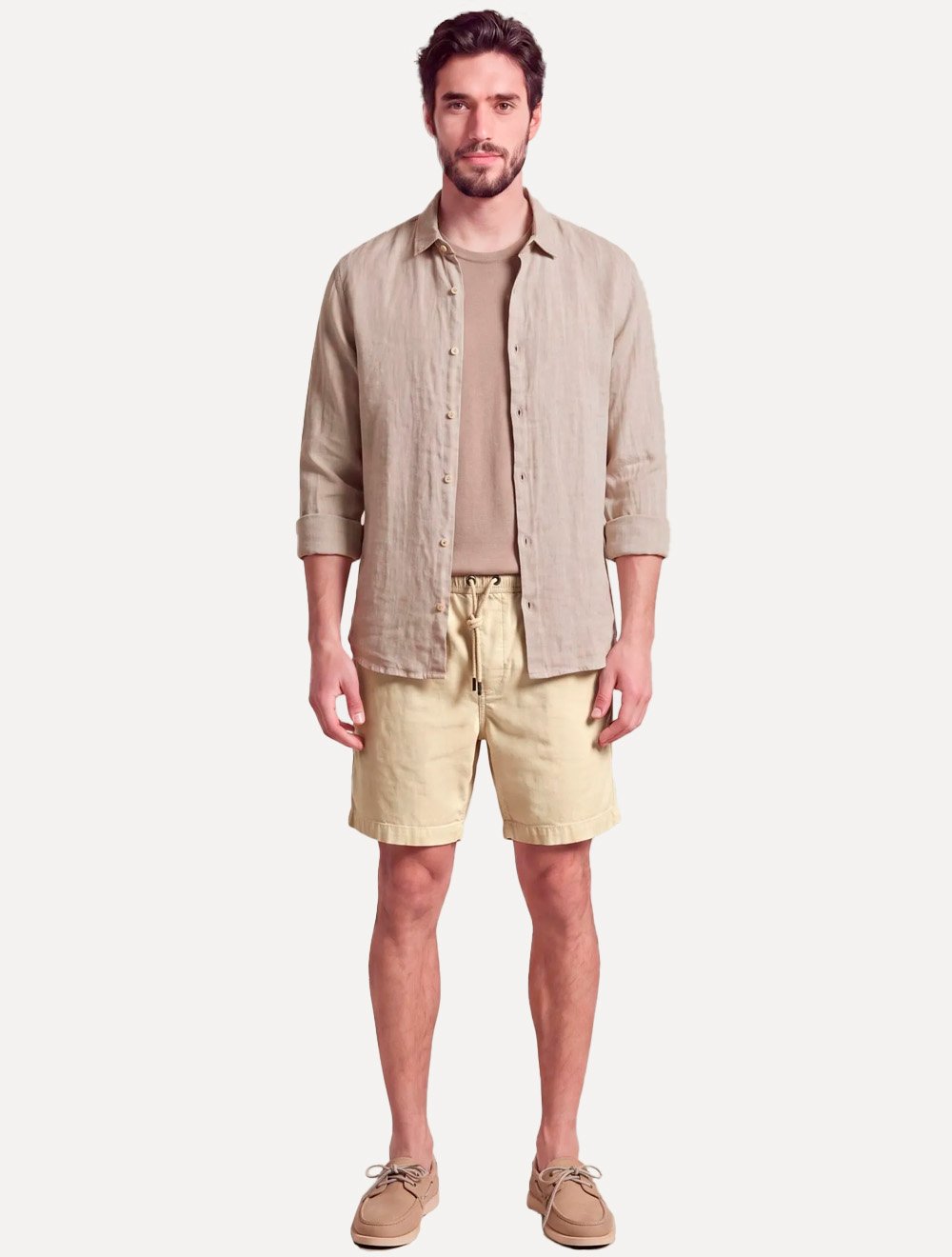 Bermuda Reserva Masculina Casual Cadarço Linho Areia