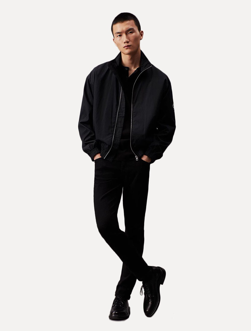 Polo Calvin Klein Masculina Regular Manga Longa Gola Portuguesa Preta
