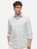 Camisa Tommy Hilfiger Masculina Regular Oxford Stripe Heritage Verde