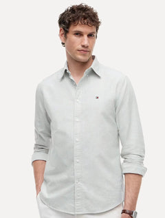 Camisa Tommy Hilfiger Masculina Regular Oxford Stripe Heritage Verde