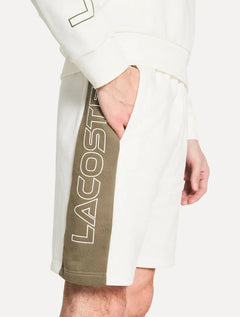 Bermuda Lacoste Masculina Moletom Fleece Colourblock Jogger Off-White