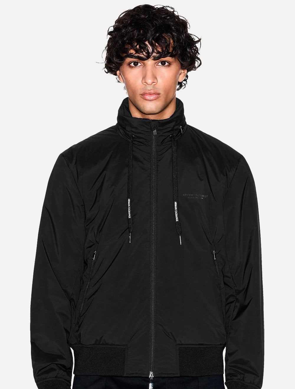 Jaqueta Armani Exchange Masculina Nylon Elástico Preta