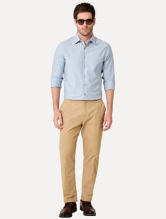 Camisa Dudalina Masculina Milano Fit Tricoline Stretch Oxford Azul Claro