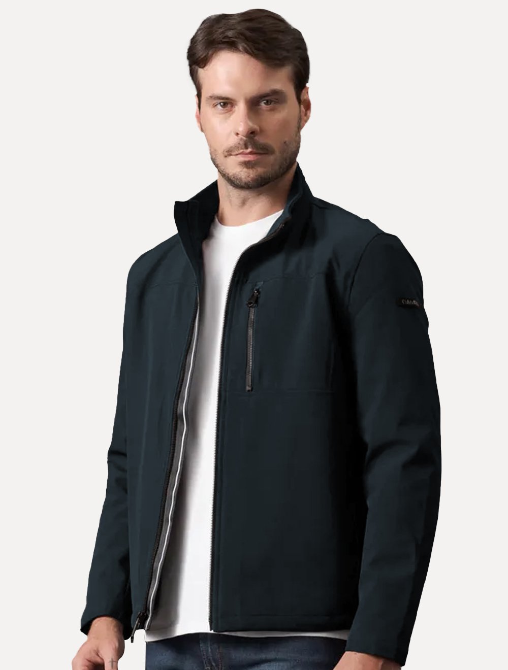 Jaqueta Calvin Klein Masculina Soft Shell Fur Azul Marinho