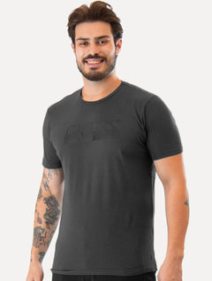 Camiseta Guess Masculina Rubber Logo Sash Chumbo