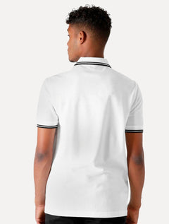 Polo Fred Perry Masculina Piquet Regular Black Twin Tipped Branca