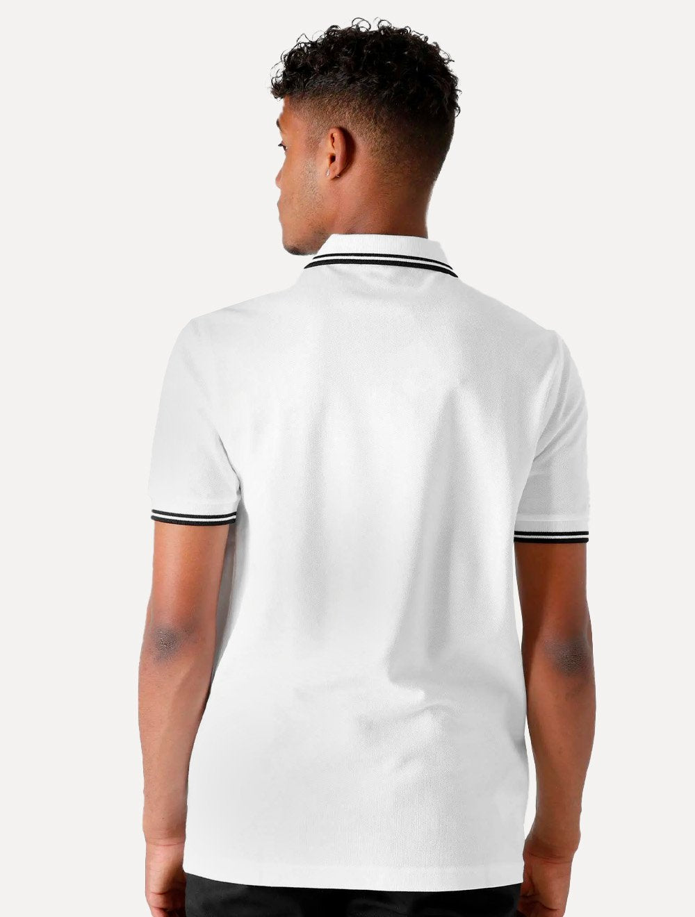 Polo Fred Perry Masculina Piquet Regular Black Twin Tipped Branca