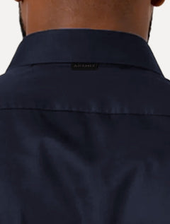 Camisa Aramis Masculina Manga Curta Slim Cetim Hudson Azul Marinho
