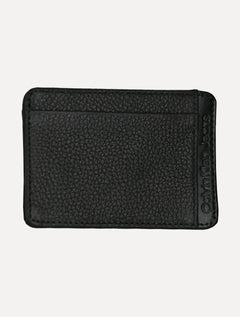 Carteira Calvin Klein Jeans Porta Cartão Couro Floater Vertical Logo Preta