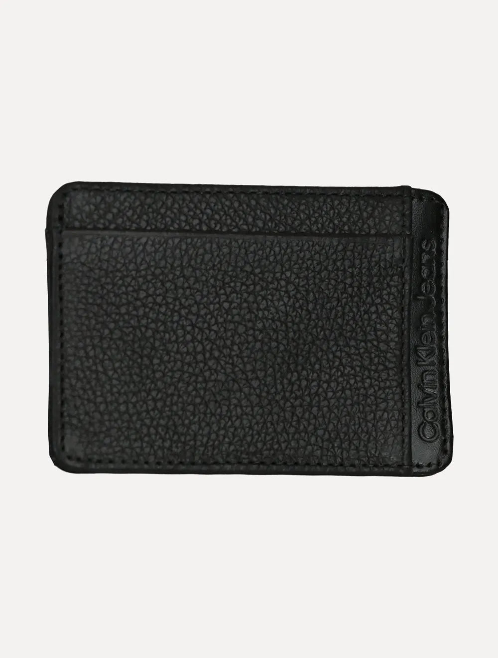 Carteira Calvin Klein Jeans Porta Cartão Couro Floater Vertical Logo Preta