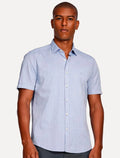 Camisa Aramis Masculina Manga Curta Slim Algodão Willis Azul Mescla